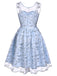 Abito blu in pizzo con ricamo floreale anni '50