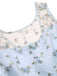 Abito blu in pizzo con ricamo floreale anni '50