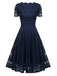 Abito swing solido in pizzo floreale anni '50