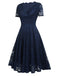 Abito swing solido in pizzo floreale anni '50