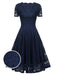 Abito swing solido in pizzo floreale anni '50