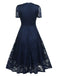 Abito swing solido in pizzo floreale anni '50
