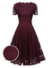 Abito swing solido in pizzo floreale anni '50