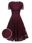 Abito swing solido in pizzo floreale anni '50