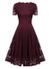 Abito swing solido in pizzo floreale anni '50