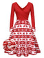 Vestito altalena patchwork natalizio rosso anni '50
