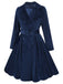Cappotto lungo in velluto blu navy anni '50