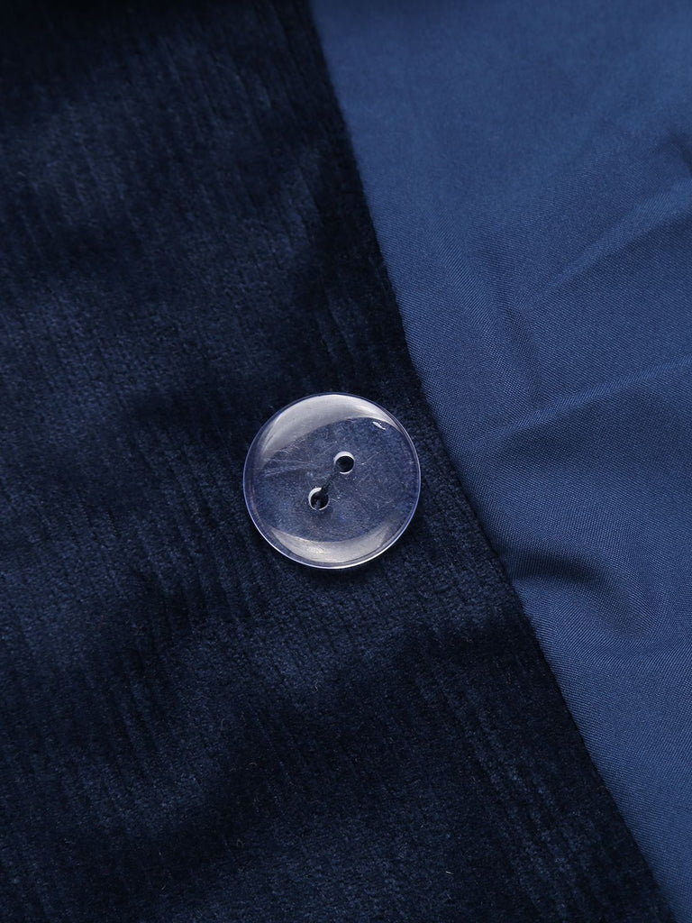 Cappotto lungo in velluto blu navy anni '50