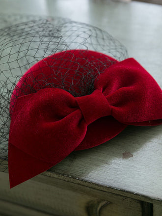 RetrFascinator con fiocco rosso vino Retrò Wine Red Bowknot Fascinator