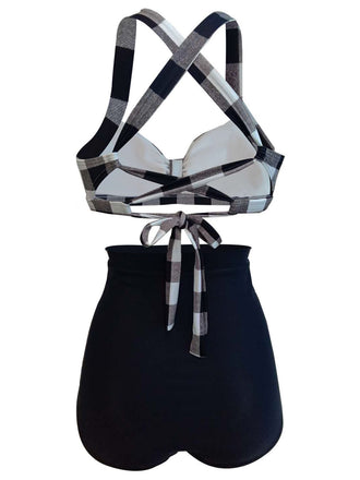 Bikini a pieghe incrociate plaid anni '50