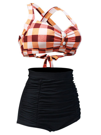Bikini a pieghe incrociate plaid anni '50