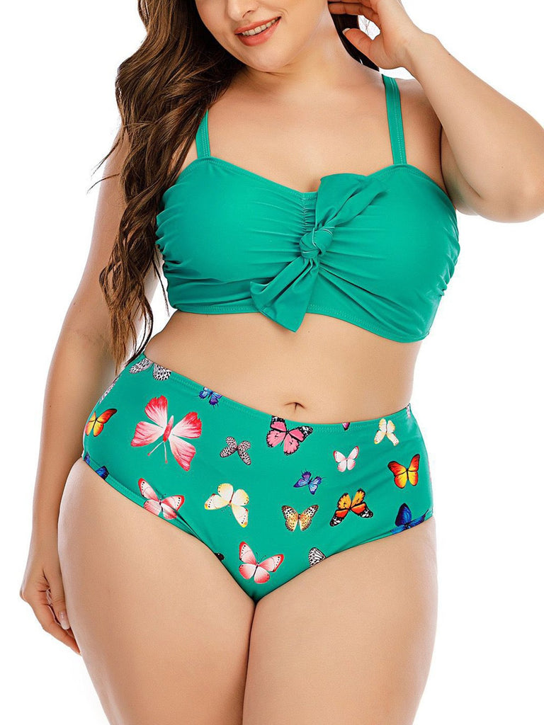 Completo bikini a farfalla plissettato taglie forti