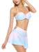 Set bikini rosa sfumato con gonna a conchiglia