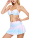 Set bikini rosa sfumato con gonna a conchiglia