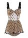 Costume da bagno con gonna a balze a pois