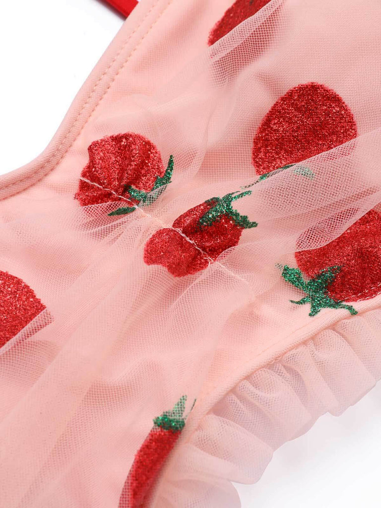 Set Tankini in pizzo alla fragola