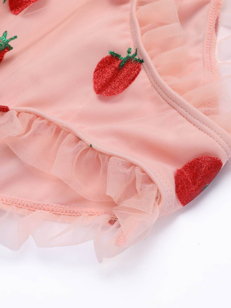 Set Tankini in pizzo alla fragola