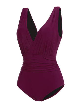 Costume intero scollo a V viola lampone