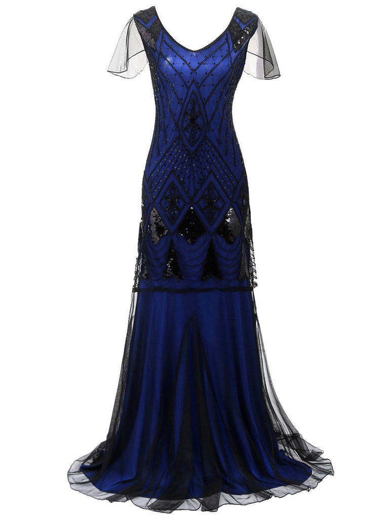Maxi vestito flapper con paillettes anni '20