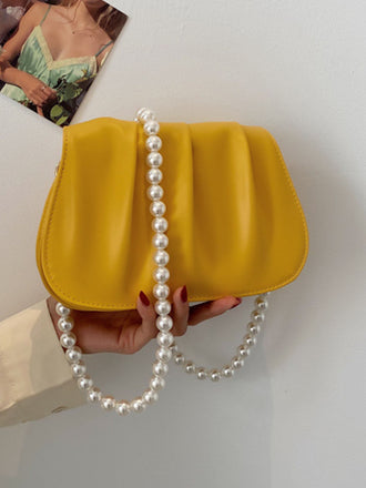 Borsa da sella solida con catena di perle retrò