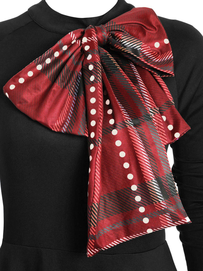 Abito Swing Patchwork scozzese nero anni '50