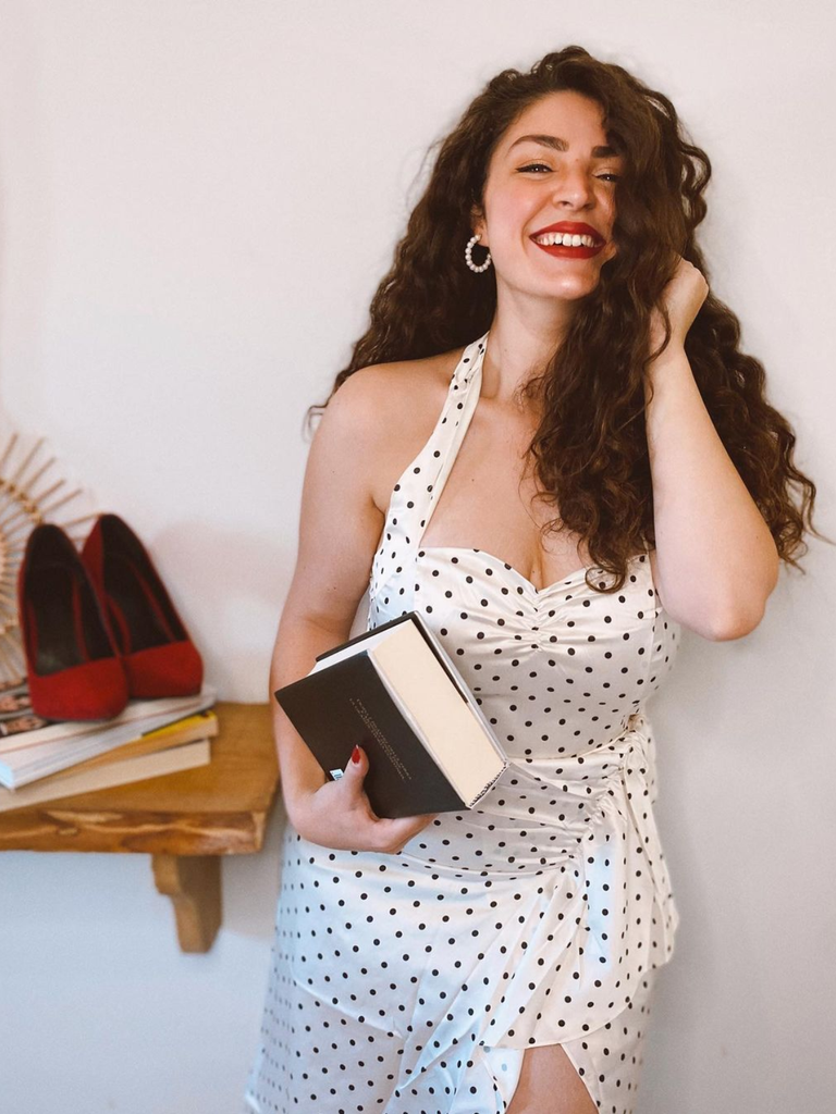 Abito a tubino avorio a pois anni 60